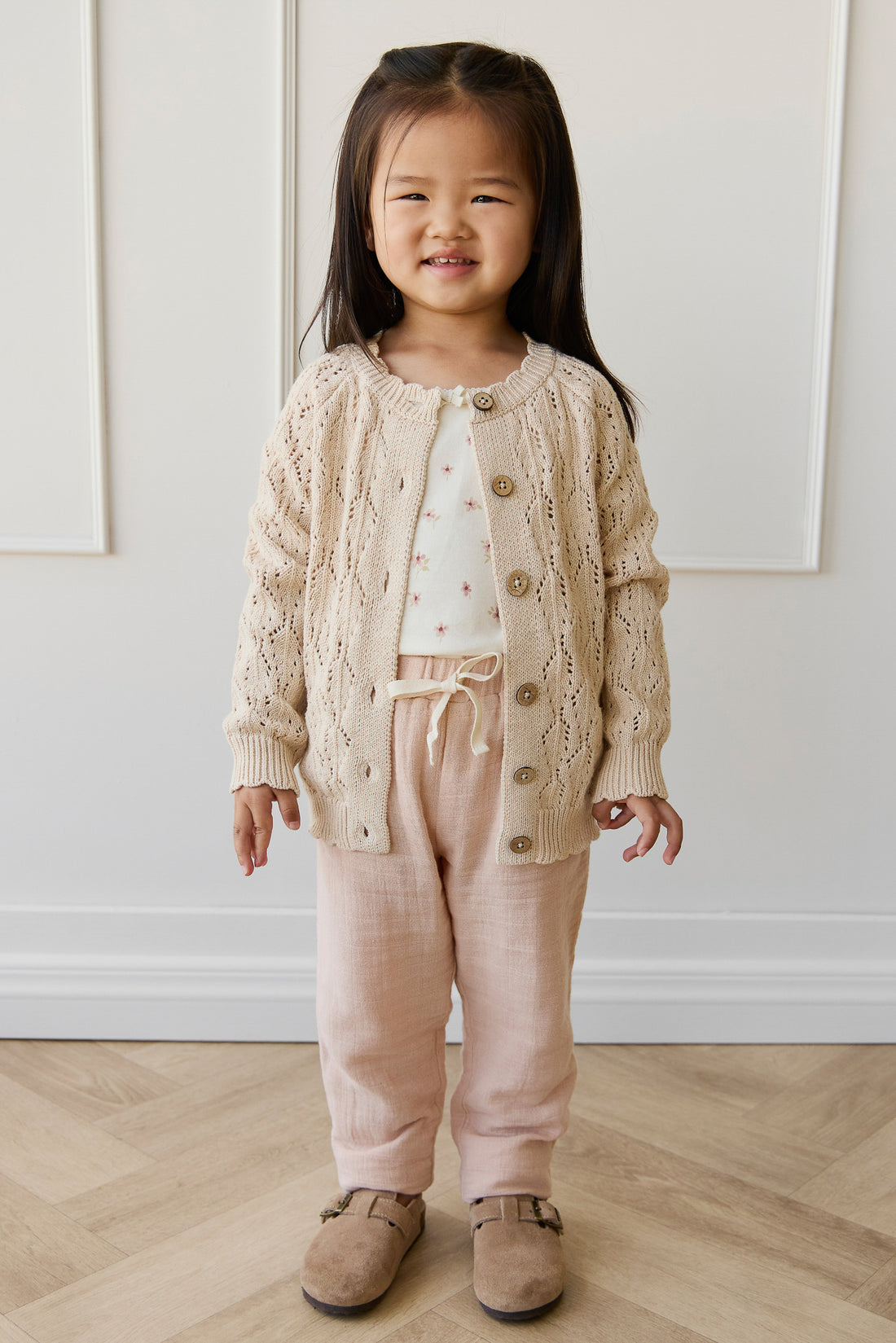 Organic Cotton Muslin Cordelia Pant - Chalky Pink Childrens Pant from Jamie Kay Australia