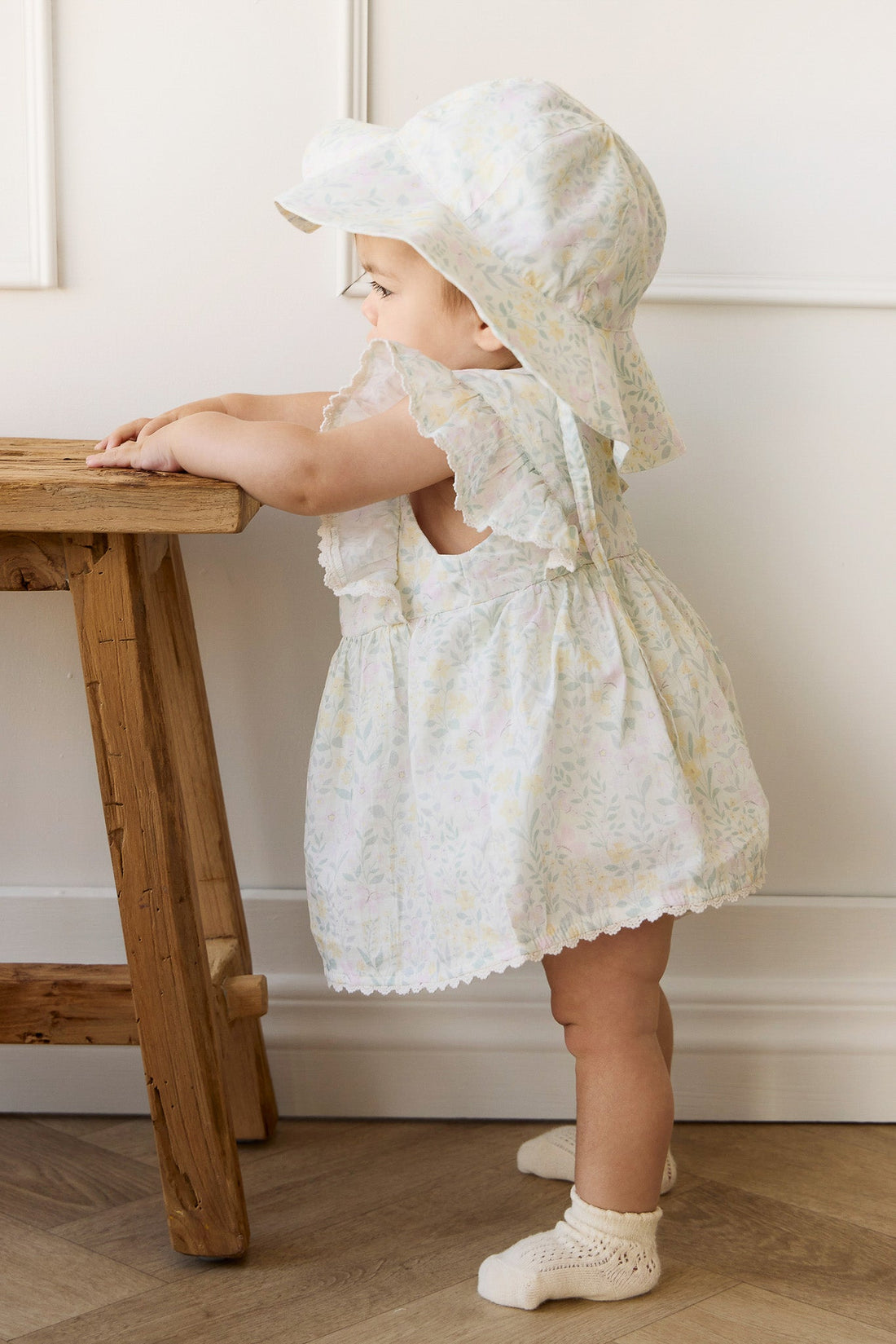 Organic Cotton Noelle Hat - Daphne Egret Childrens Hat from Jamie Kay Australia