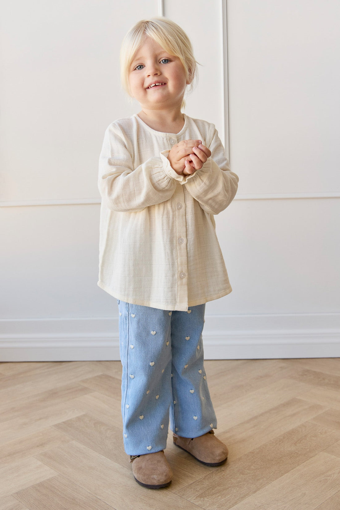 Organic Cotton Muslin Eloise Top - Parchment Childrens Top from Jamie Kay Australia