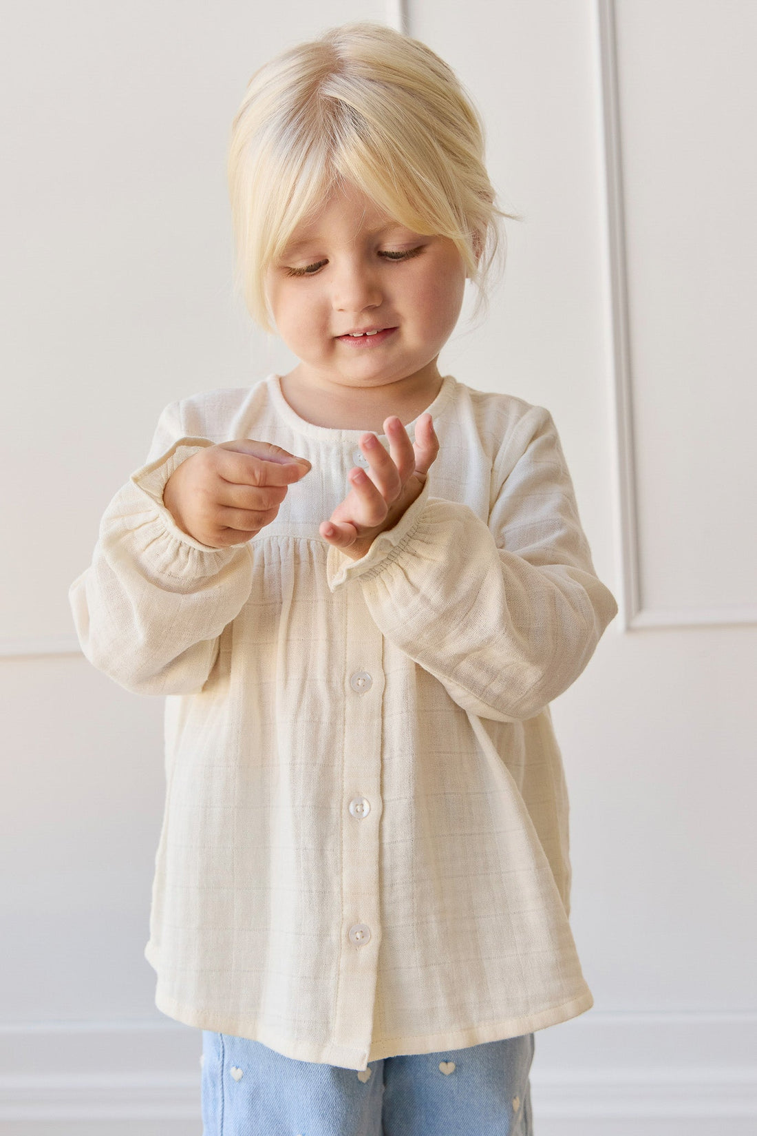 Organic Cotton Muslin Eloise Top - Parchment Childrens Top from Jamie Kay Australia