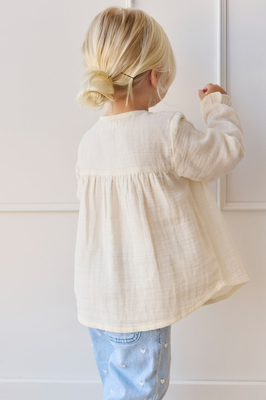 Organic Cotton Muslin Eloise Top - Parchment Childrens Top from Jamie Kay Australia
