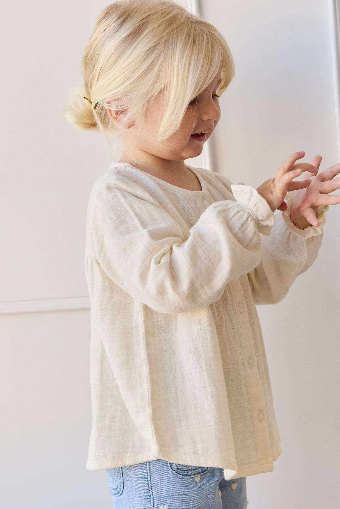 Organic Cotton Muslin Eloise Top - Parchment Childrens Top from Jamie Kay Australia
