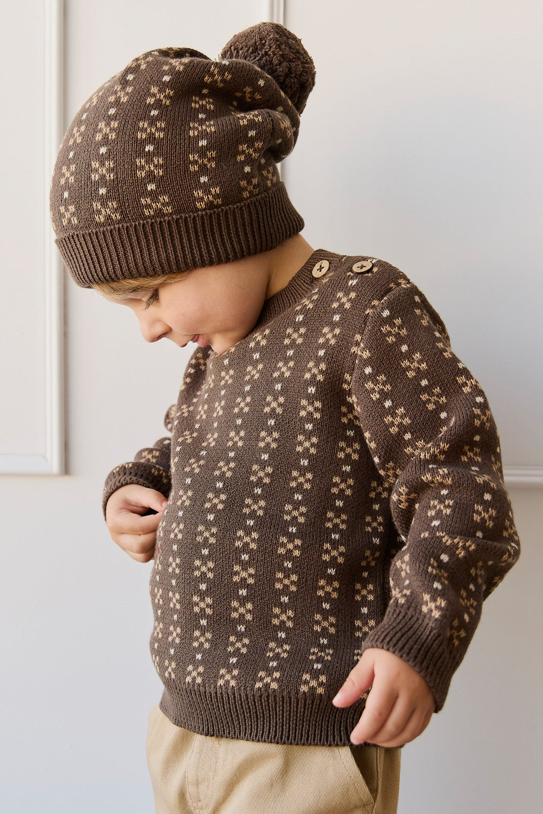 Bertie Hat - Fairisle Desert Palm Childrens Hat from Jamie Kay Australia