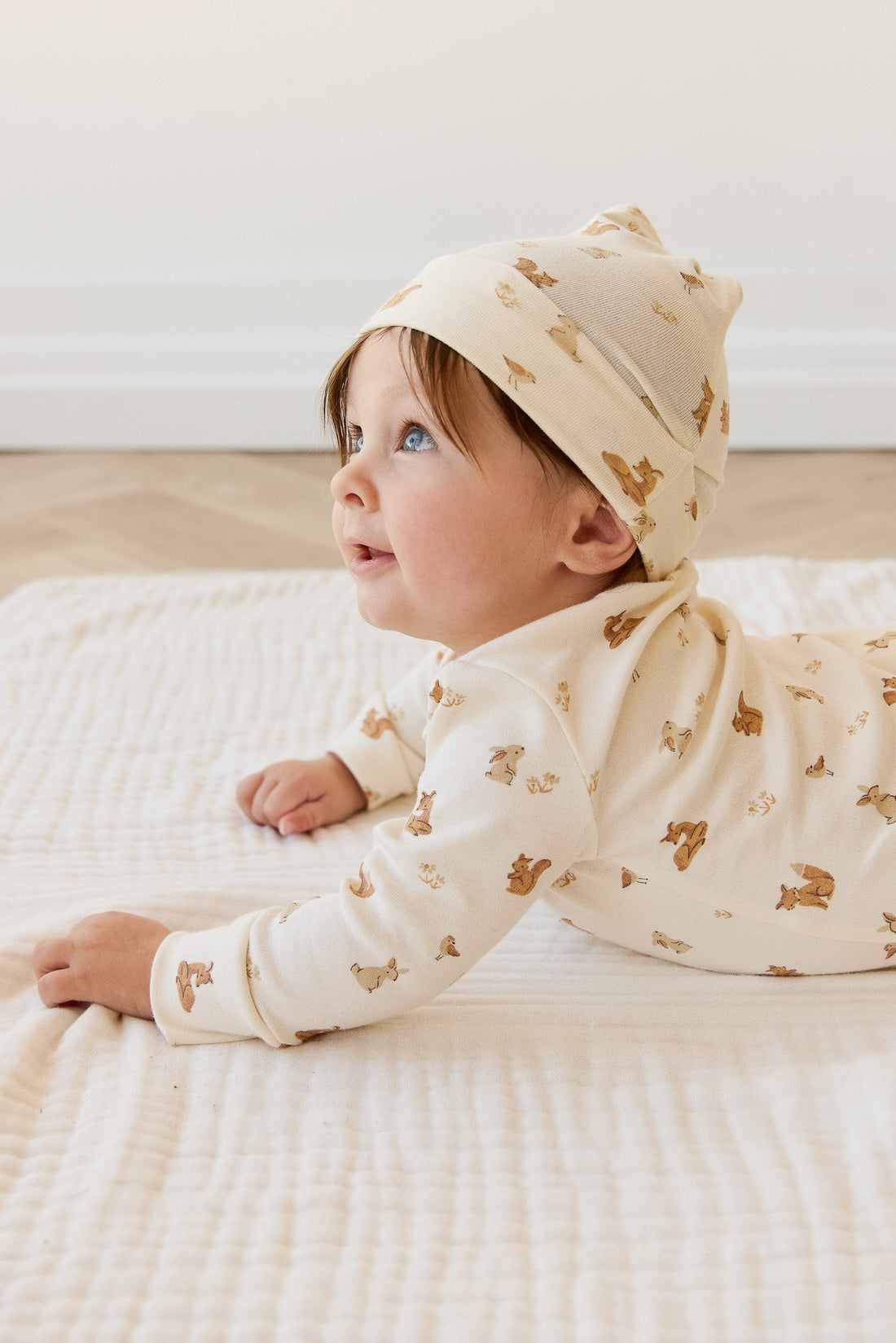 Organic Cotton Knot Beanie - Forest Friends Childrens Hat from Jamie Kay Australia