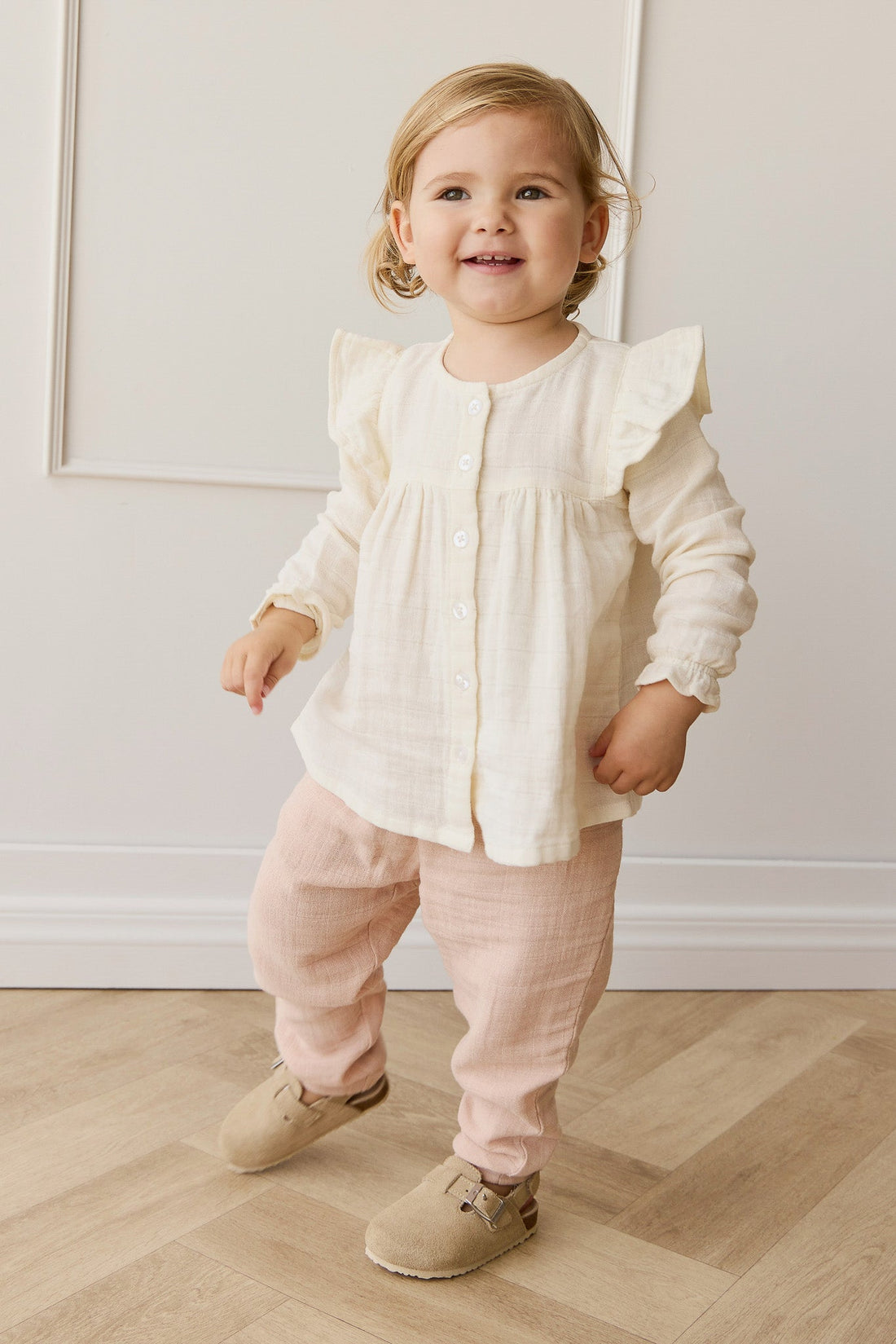 Organic Cotton Muslin Ava Blouse - Parchment Childrens Top from Jamie Kay Australia