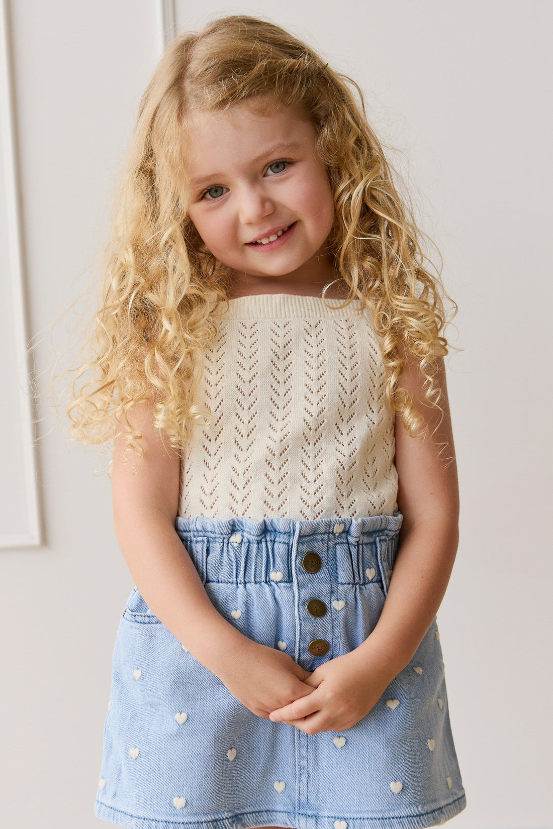 Aria Knitted Singlet - Parchment Childrens Top from Jamie Kay Australia
