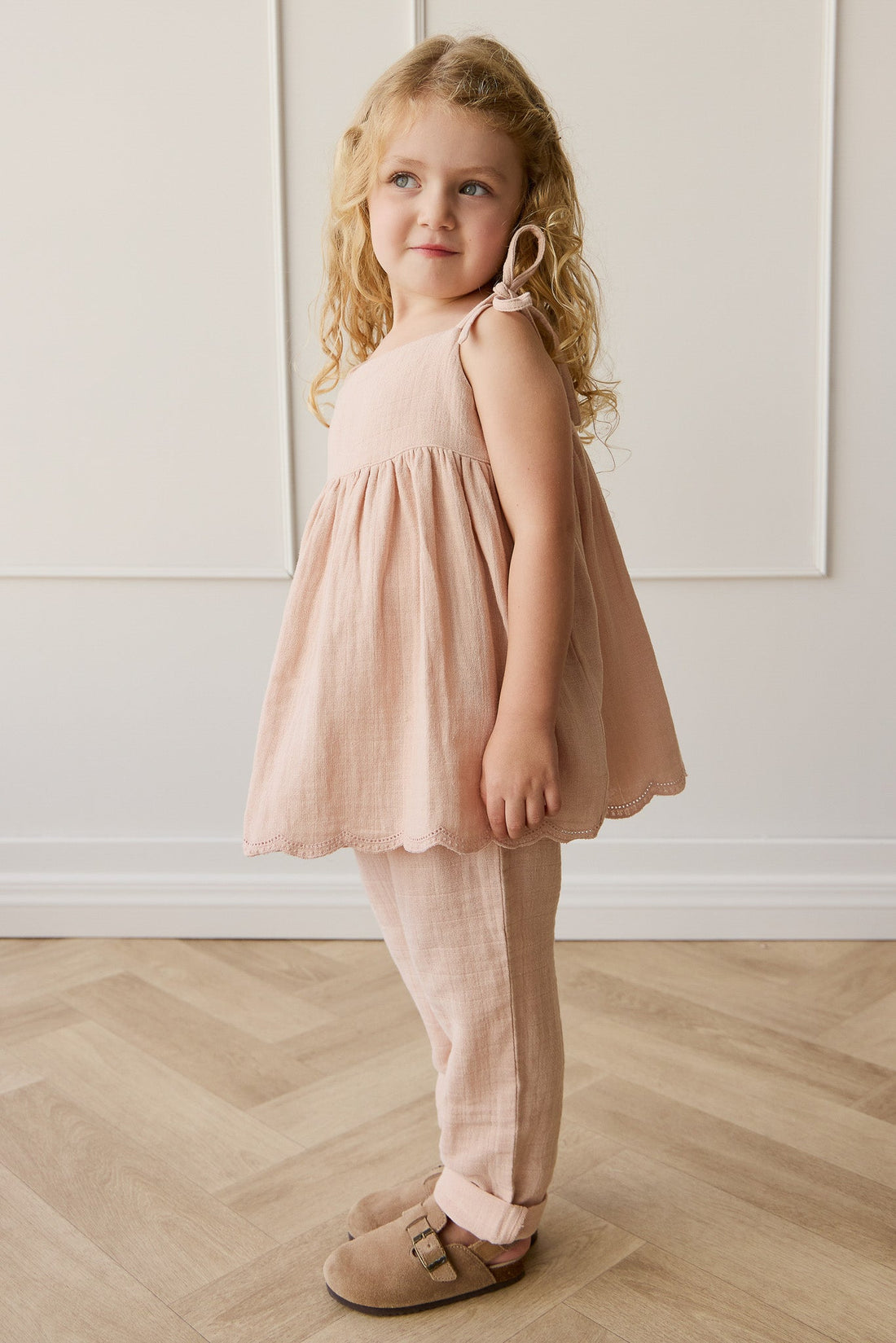 Organic Cotton Muslin Briella Top - Chalky Pink Childrens Top from Jamie Kay Australia