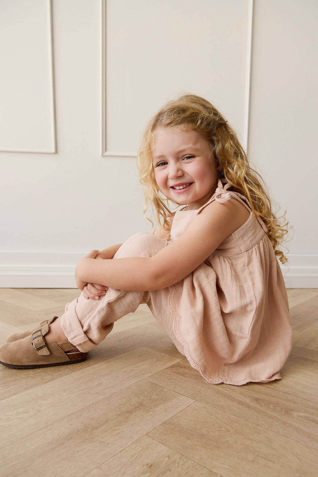 Organic Cotton Muslin Cordelia Pant - Chalky Pink Childrens Pant from Jamie Kay Australia