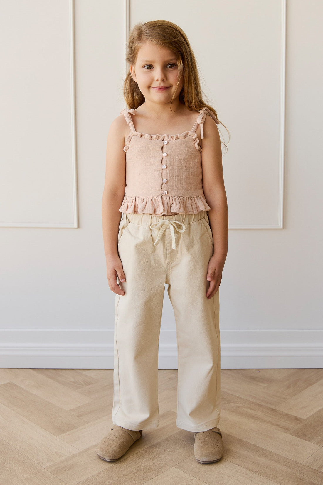 Organic Cotton Muslin Mirabel Top - Chalky Pink Childrens Top from Jamie Kay Australia
