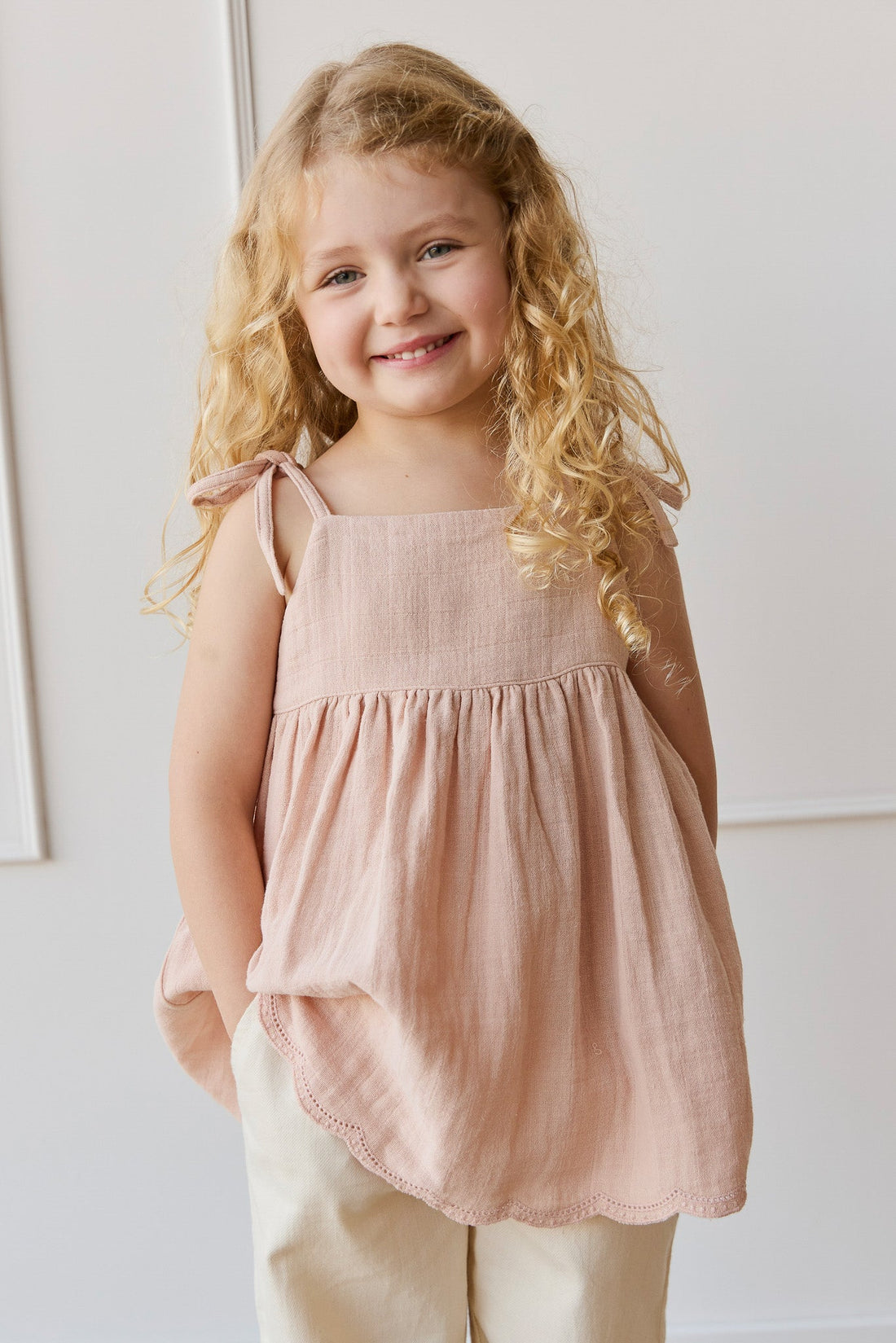 Organic Cotton Muslin Briella Top - Chalky Pink Childrens Top from Jamie Kay Australia