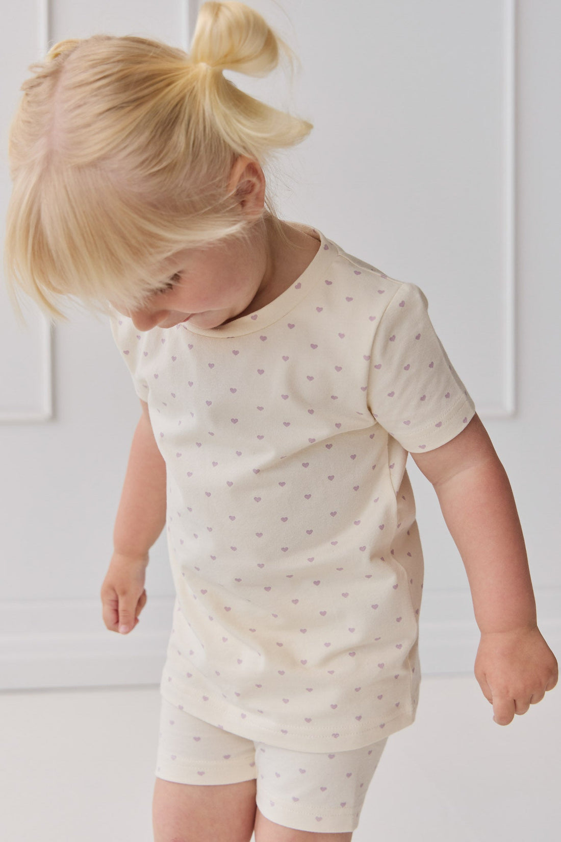 Organic Cotton Skye Short Sleeve Pyjama Set - Mon Amour Vintage Violet Childrens Pyjama from Jamie Kay Australia