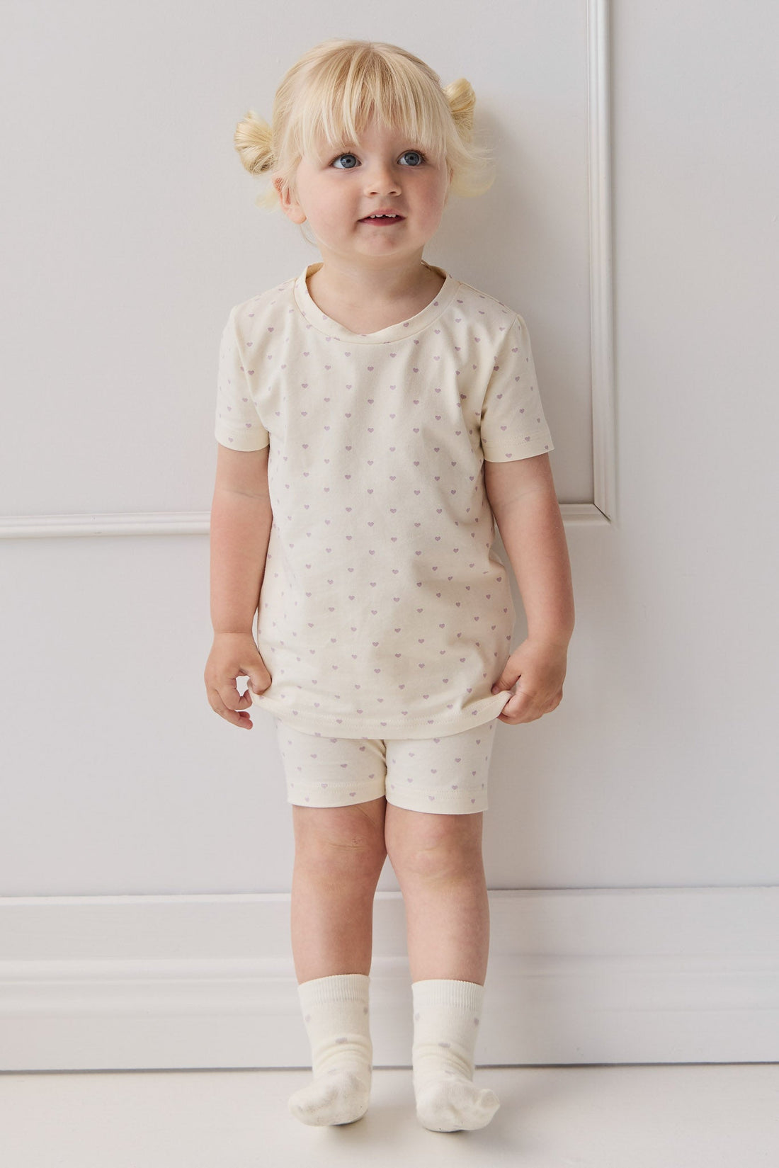 Organic Cotton Skye Short Sleeve Pyjama Set - Mon Amour Vintage Violet Childrens Pyjama from Jamie Kay Australia