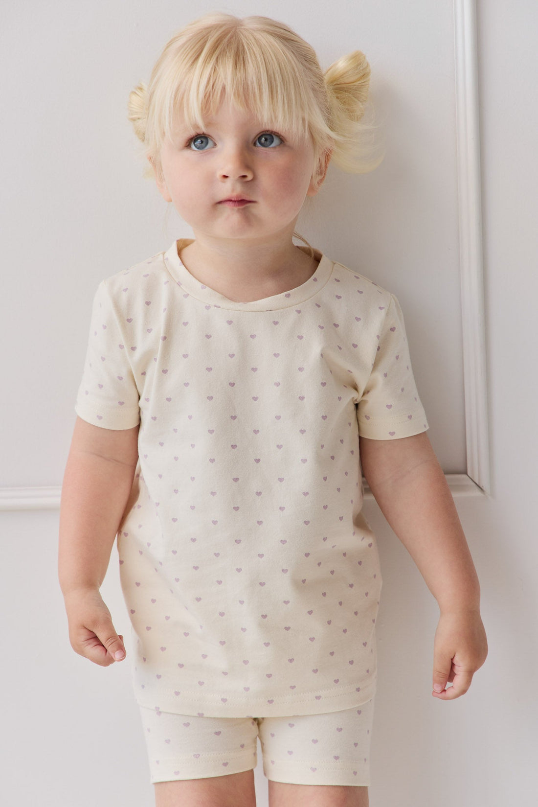 Organic Cotton Skye Short Sleeve Pyjama Set - Mon Amour Vintage Violet Childrens Pyjama from Jamie Kay Australia