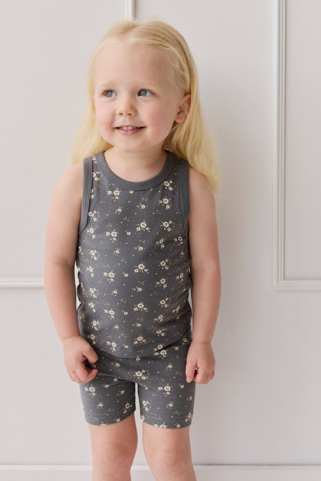 Organic Cotton Molly Singlet - Lulu Bloom Lava Childrens Top from Jamie Kay Australia