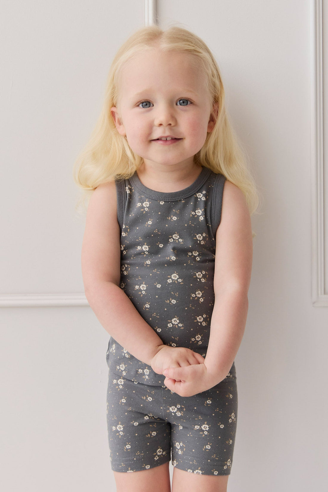 Organic Cotton Molly Singlet - Lulu Bloom Lava Childrens Top from Jamie Kay Australia