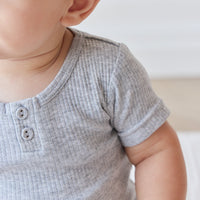 Organic Cotton Modal Darcy Rib Tee Bodysuit - Light Grey Marle Childrens Bodysuit from Jamie Kay Australia