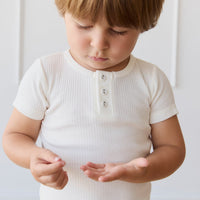 Organic Cotton Modal Henley Tee - Milk Childrens Top from Jamie Kay Australia
