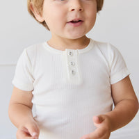 Organic Cotton Modal Henley Tee - Milk Childrens Top from Jamie Kay Australia