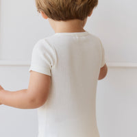 Organic Cotton Modal Henley Tee - Milk Childrens Top from Jamie Kay Australia