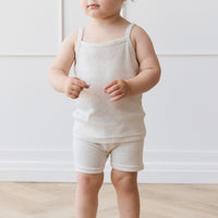 Organic Cotton Modal Elisa Bike Short - Oatmeal Marle Childrens Short from Jamie Kay Australia