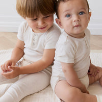Organic Cotton Modal Darcy Rib Tee Bodysuit - Oatmeal Marle Childrens Bodysuit from Jamie Kay Australia