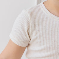 Organic Cotton Modal Henley Tee - Oatmeal Marle Childrens Top from Jamie Kay Australia