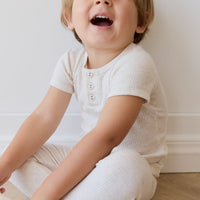Organic Cotton Modal Henley Tee - Oatmeal Marle Childrens Top from Jamie Kay Australia