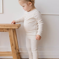 Organic Cotton Modal Long Sleeve Henley - Oatmeal Marle Childrens Top from Jamie Kay Australia