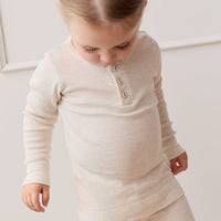 Organic Cotton Modal Long Sleeve Henley - Oatmeal Marle Childrens Top from Jamie Kay Australia
