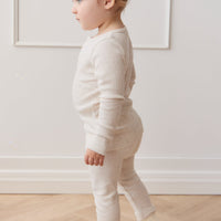 Organic Cotton Modal Long Sleeve Henley - Oatmeal Marle Childrens Top from Jamie Kay Australia