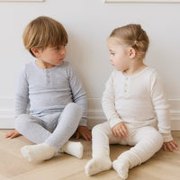 Organic Cotton Modal Long Sleeve Henley - Light Grey Marle Childrens Top from Jamie Kay Australia