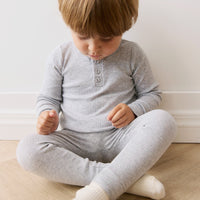 Organic Cotton Modal Long Sleeve Henley - Light Grey Marle Childrens Top from Jamie Kay Australia