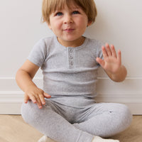 Organic Cotton Modal Henley Tee - Light Grey Marle Childrens Top from Jamie Kay Australia