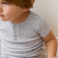 Organic Cotton Modal Henley Tee - Light Grey Marle Childrens Top from Jamie Kay Australia