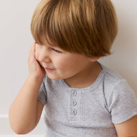 Organic Cotton Modal Henley Tee - Light Grey Marle Childrens Top from Jamie Kay Australia