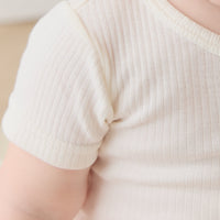 Organic Cotton Modal Darcy Rib Tee Bodysuit - Milk Childrens Bodysuit from Jamie Kay Australia