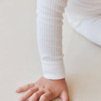 Organic Cotton Modal Long Sleeve Henley - Milk Childrens Top from Jamie Kay Australia