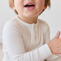 Organic Cotton Modal Long Sleeve Henley - Milk Childrens Top from Jamie Kay Australia
