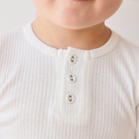 Organic Cotton Modal Long Sleeve Henley - Milk Childrens Top from Jamie Kay Australia