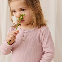 Organic Cotton Modal Long Sleeve Henley - Rose Smoke Childrens Top from Jamie Kay Australia