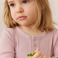 Organic Cotton Modal Long Sleeve Henley - Rose Smoke Childrens Top from Jamie Kay Australia