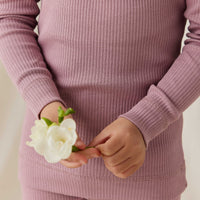 Organic Cotton Modal Long Sleeve Henley - Woodrose Childrens Top from Jamie Kay Australia