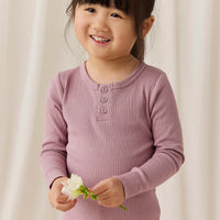 Organic Cotton Modal Long Sleeve Henley - Woodrose Childrens Top from Jamie Kay Australia