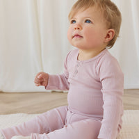 Organic Cotton Modal Long Sleeve Bodysuit - Rose Smoke Childrens Bodysuit from Jamie Kay Australia
