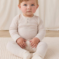 Organic Cotton Modal Long Sleeve Bodysuit - Oatmeal Marle Childrens Bodysuit from Jamie Kay Australia