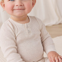 Organic Cotton Modal Long Sleeve Bodysuit - Oatmeal Marle Childrens Bodysuit from Jamie Kay Australia