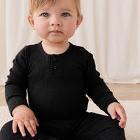 Organic Cotton Modal Long Sleeve Bodysuit - Dark Grey Marle Childrens Bodysuit from Jamie Kay Australia