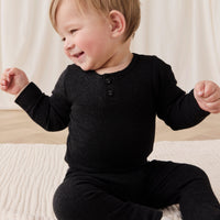 Organic Cotton Modal Long Sleeve Bodysuit - Dark Grey Marle Childrens Bodysuit from Jamie Kay Australia