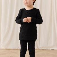 Organic Cotton Modal Long Sleeve Henley - Dark Grey Marle Childrens Top from Jamie Kay Australia