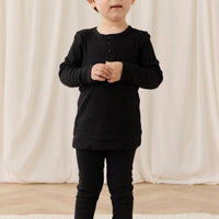 Organic Cotton Modal Long Sleeve Henley - Dark Grey Marle Childrens Top from Jamie Kay Australia